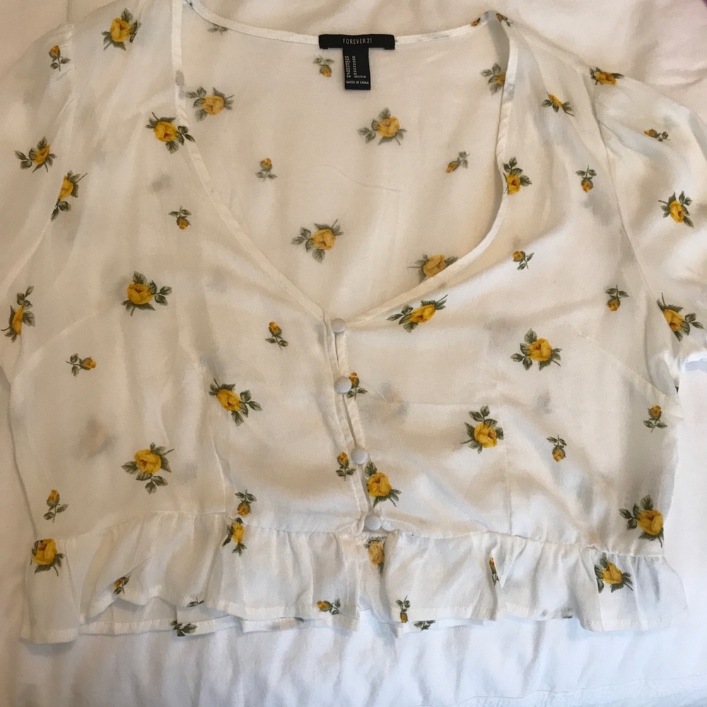 Forever 21 White Floral Top